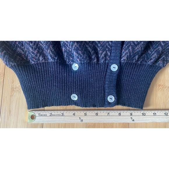 Tricots St Raphael 100% Virgin‎ Wool  Cardigan Sweater SM Herringbone Pearl VTG - Picture 9 of 11